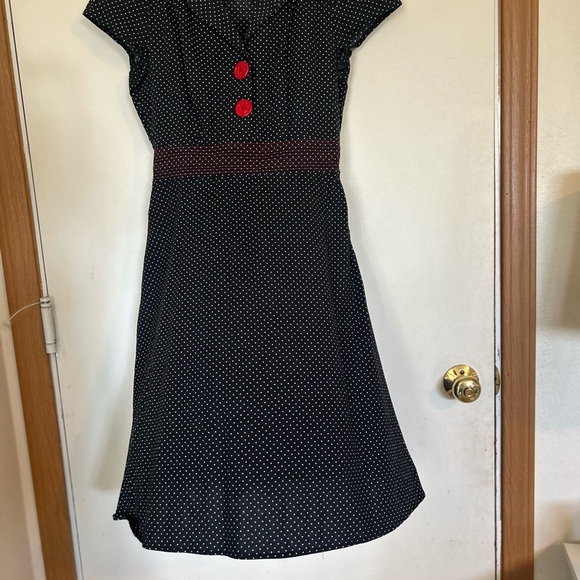 Ruby Rox Pinup rockabilly Black and White Polka Dot Dress Size 5 - Picture 1 of 10